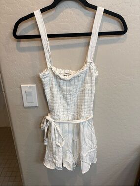 Francesca's Collections White Smocked One-Piece Romper